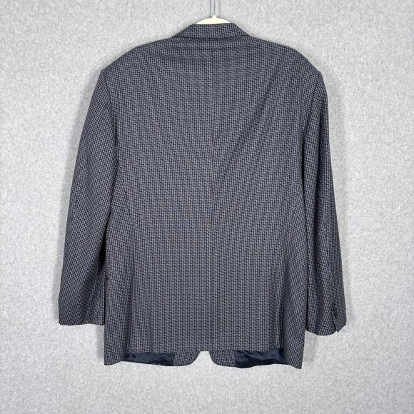 Mani Sport Coat Blazer 42L Blue Wool Silk Tweed Houndstooth Made Italy Saks READ - Picture 9 of 16